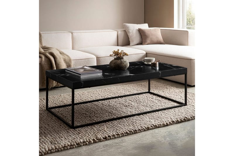 Sofabord Wohnling rektangulær 120 cm, stenoptik, moderne look Marmor sort - Marmor sort - Møbler - Borde - Sofabord