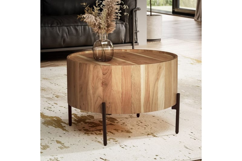 Sofabord Wohnling Rund 60 cm massivt træ skandinavisk stil - Møbler - Borde - Sofabord