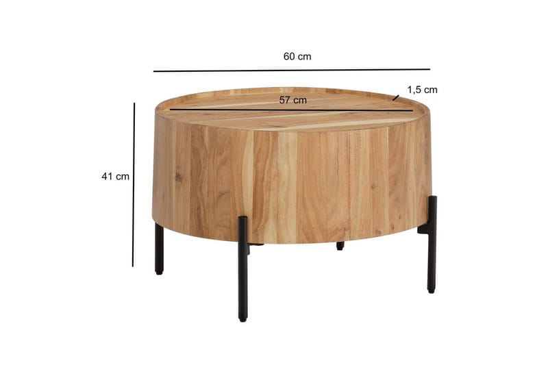 Sofabord Wohnling Rund 60 cm massivt træ skandinavisk stil - Møbler - Borde - Sofabord