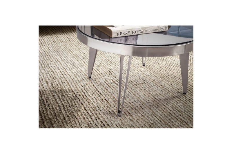Sofabord Wohnling Rund 60 cm sikkerhedsglas mat sølv 4-benet metalramme moderne - Møbler - Borde - Sofabord