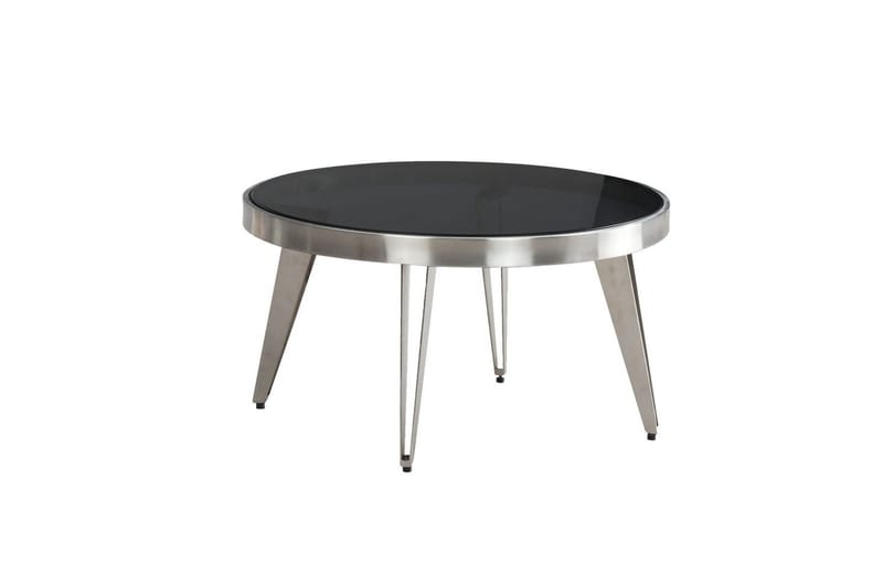 Sofabord Wohnling Rund 60 cm sikkerhedsglas mat sølv 4-benet metalramme moderne - Møbler - Borde - Sofabord