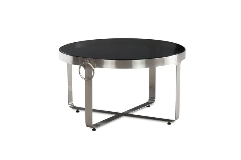 Sofabord Wohnling Rund 60 cm sikkerhedsglas mat sølv metalramme moderne - Møbler - Borde - Sofabord