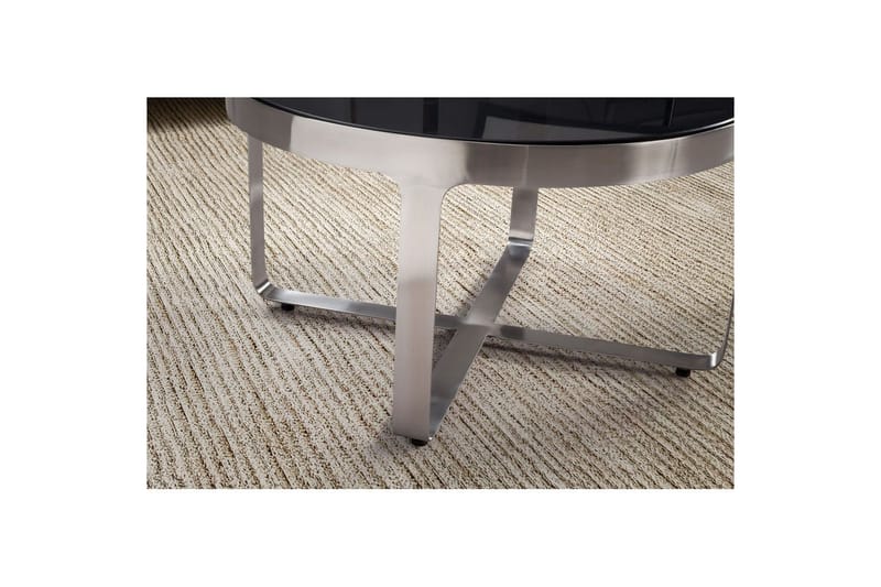 Sofabord Wohnling Rund 60 cm sikkerhedsglas mat sølv metalramme moderne - Møbler - Borde - Sofabord