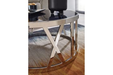 Sofabord Wohnling Rund 60 cm sikkerhedsglas romertal krom moderne - Møbler - Borde - Sofabord