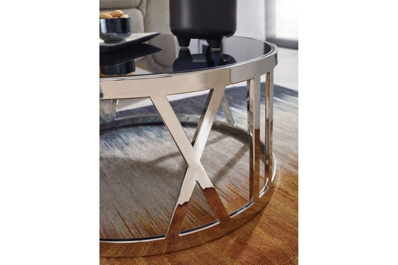 Sofabord Wohnling Rund 60 cm sikkerhedsglas romertal krom moderne - Møbler - Borde - Sofabord