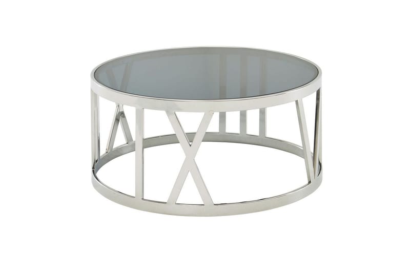 Sofabord Wohnling Rund 60 cm sikkerhedsglas romertal krom moderne - Møbler - Borde - Sofabord