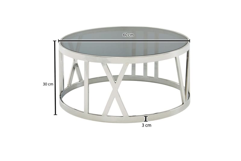 Sofabord Wohnling Rund 60 cm sikkerhedsglas romertal krom moderne - Møbler - Borde - Sofabord