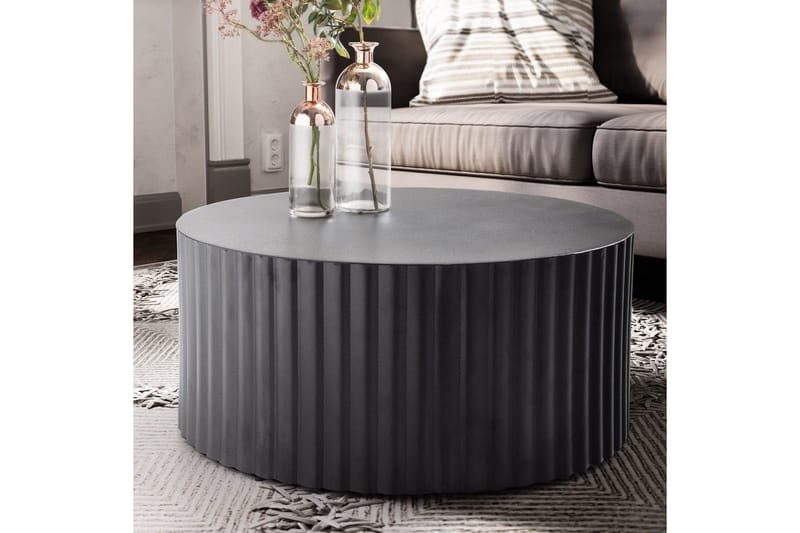 Sofabord Wohnling Rund 67 cm metalliske striber optik moderne look - Møbler - Borde - Sofabord