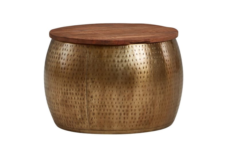 Sofabord Wohnling Rund Diameter 60 cm Opbevaringsplads Solid Bordplade Landhus - Møbler - Borde - Sofabord