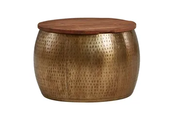 Sofabord Wohnling Rund Diameter 60 cm Opbevaringsplads Solid Bordplade Landhus - Møbler - Borde - Sofabord