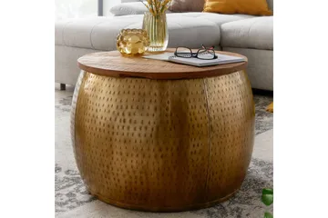 Sofabord Wohnling Rund Diameter 60 cm Opbevaringsplads Solid Bordplade Landhus - Møbler - Borde - Sofabord