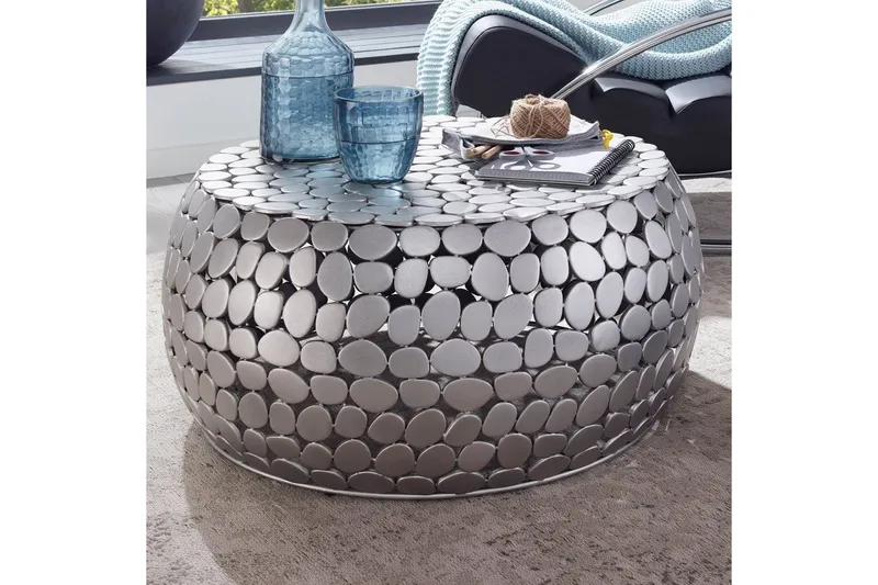 Sofabord Wohnling Rund Metalplade Stil Mat Look Moderne - Møbler - Borde - Sofabord