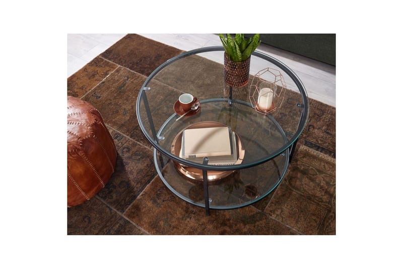 Sofabord Wohnling Rund Sikkerhedsglas med Glastray Moderne - Møbler - Borde - Sofabord