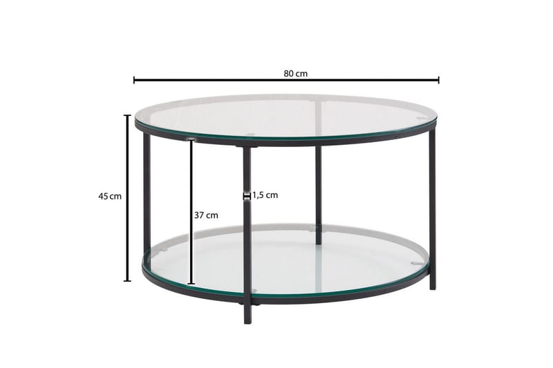 Sofabord Wohnling Rund Sikkerhedsglas med Glastray Moderne - Møbler - Borde - Sofabord