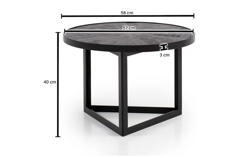 Sofabord Wohnling Rundt industriel design sofabord, massivt træ med stenfinish og moderne metalramme - Møbler - Borde - Sofabord