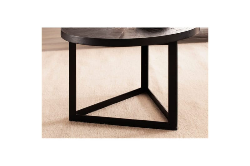 Sofabord Wohnling Rundt industriel design sofabord, massivt træ med stenfinish og moderne metalramme - Møbler - Borde - Sofabord