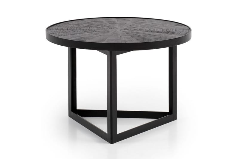 Sofabord Wohnling Rundt industriel design sofabord, massivt træ med stenfinish og moderne metalramme - Møbler - Borde - Sofabord