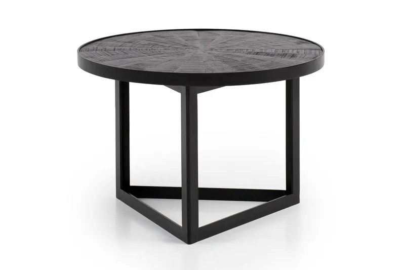 Sofabord Wohnling Rundt industriel design sofabord, massivt træ med stenfinish og moderne metalramme, undefined