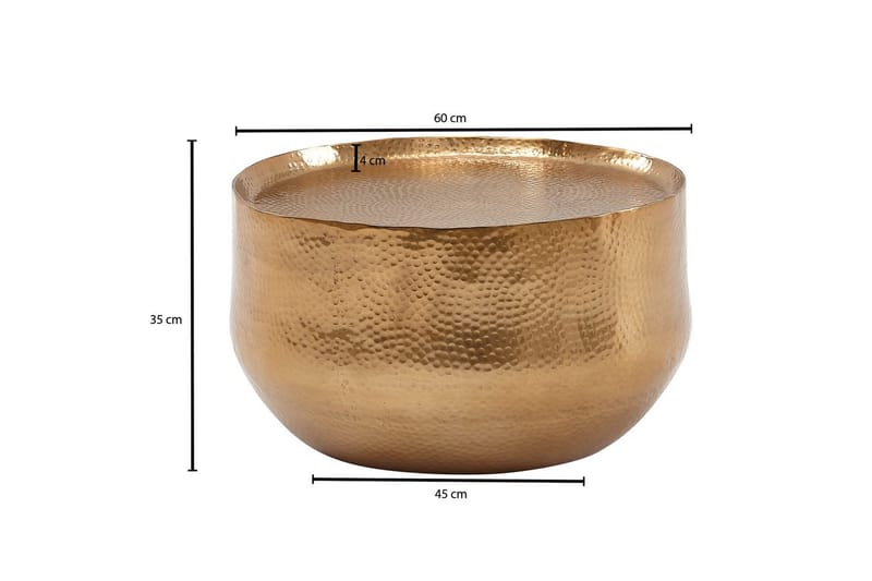 Sofabord Wohnling rundt metal 60 cm hamret look, orientalsk stil Guld - Guld - Møbler - Borde - Sofabord