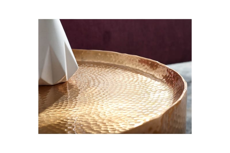 Sofabord Wohnling rundt metal 60 cm hamret look, orientalsk stil Guld - Guld - Møbler - Borde - Sofabord