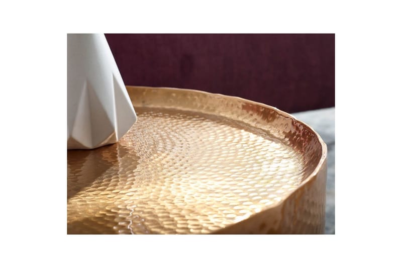 Sofabord Wohnling rundt metal 60 cm hamret look, orientalsk stil Guld - Guld - Møbler - Borde - Sofabord