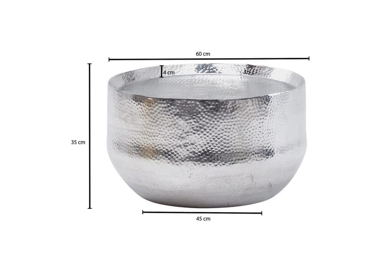 Sofabord Wohnling rundt metal 60 cm hamret look, orientalsk stil Sølv - Sølv - Møbler - Borde - Sofabord