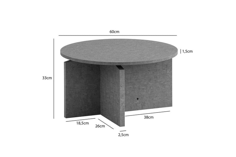 Sofabord Wohnling Rundt sofabord i stenoptik med moderne udseende 60 cm, Grå - 60 cm, Grå - Møbler - Borde - Sofabord