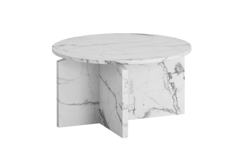 Sofabord Wohnling Rundt sofabord i stenoptik med moderne udseende 60 cm, Marmor Hvid - 60 cm, Marmor Hvid - Møbler - Borde - Sofabord