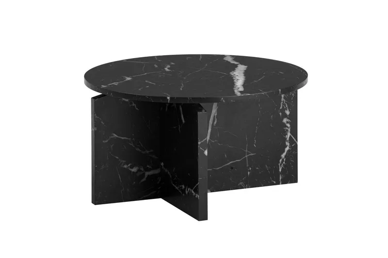 Sofabord Wohnling Rundt sofabord i stenoptik med moderne udseende 60 cm, Marmor sort, 60 cm, Marmor sort