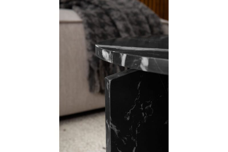 Sofabord Wohnling Rundt sofabord i stenoptik med moderne udseende 60 cm, Marmor sort - 60 cm, Marmor sort - Møbler - Borde - Sofabord