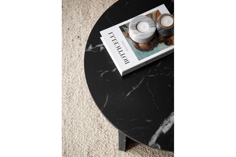 Sofabord Wohnling Rundt sofabord i stenoptik med moderne udseende 60 cm, Marmor sort - 60 cm, Marmor sort - Møbler - Borde - Sofabord