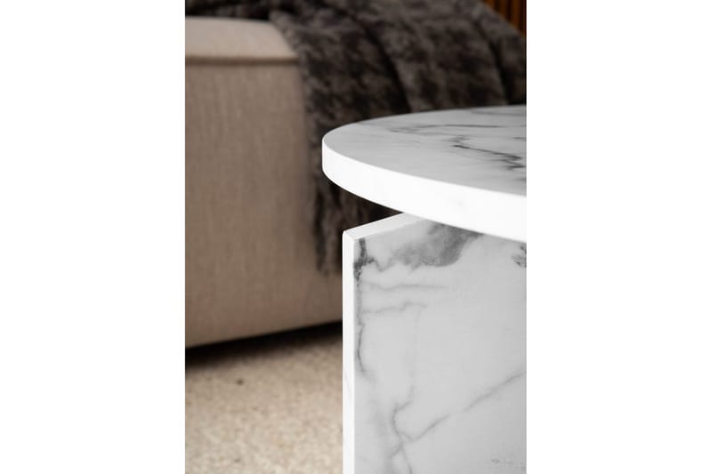 Sofabord Wohnling Rundt sofabord i stenoptik med moderne udseende 70 cm, Marmor Hvid - 70 cm, Marmor Hvid - Møbler - Borde - Sofabord
