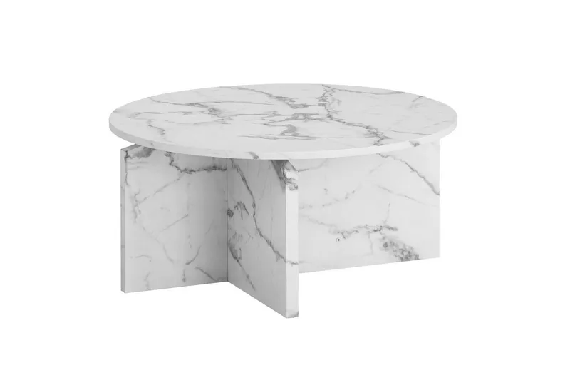 Sofabord Wohnling Rundt sofabord i stenoptik med moderne udseende 70 cm, Marmor Hvid, 70 cm, Marmor Hvid