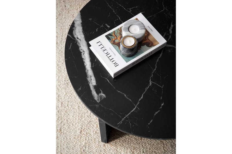 Sofabord Wohnling Rundt sofabord i stenoptik med moderne udseende 70 cm, Marmor sort - 70 cm, Marmor sort - Møbler - Borde - Sofabord