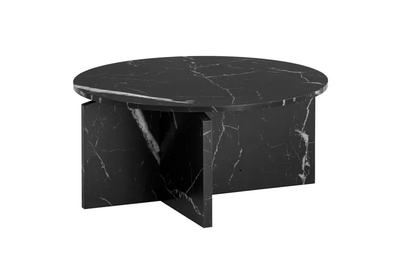 Sofabord Wohnling Rundt sofabord i stenoptik med moderne udseende 70 cm, Marmor sort, 70 cm, Marmor sort