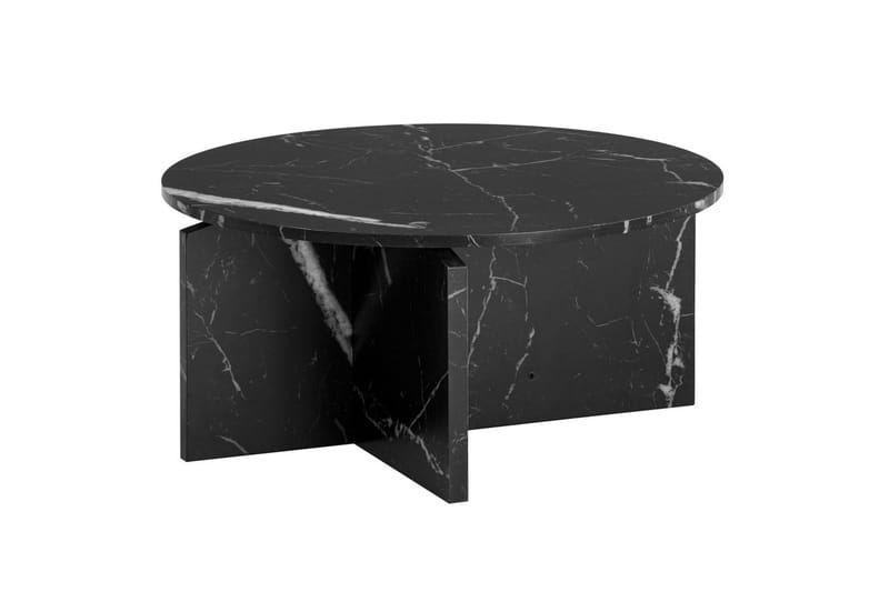 Sofabord Wohnling Rundt sofabord i stenoptik med moderne udseende 70 cm, Marmor sort - 70 cm, Marmor sort - Møbler - Borde - Sofabord