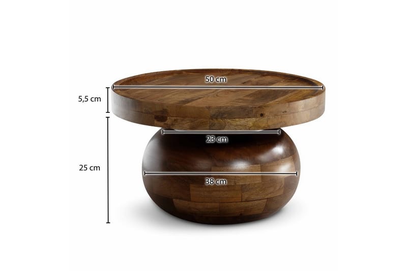 Sofabord Wohnling Solidtræ mango 50 cm organisk look moderne - Møbler - Borde - Sofabord