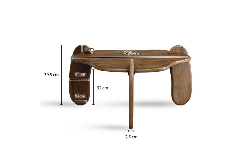 Sofabord Wohnling Solidtræ mango 78 cm organisk look moderne - Møbler - Borde - Sofabord