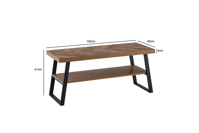 Sofabord Wohnling Solidtræ sildebensmønster opbevaringsplads 100 cm - Møbler - Borde - Sofabord