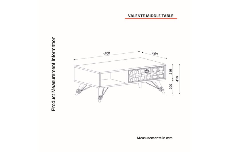 Woldebe Sofabord 110 cm - Valnød - Sofabord