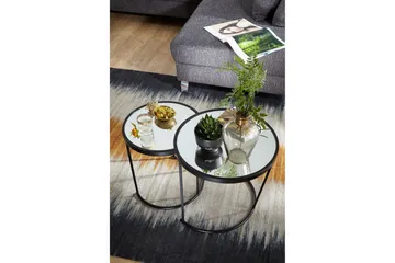 Wrighton Indskudsborde 50 cm Rundt Sofabord Stabelbart i Metal og Glas - Spejlsølv - Møbler - Borde - Sofabord
