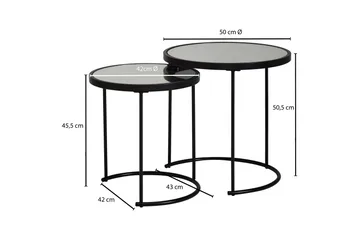 Wrighton Indskudsborde 50 cm Rundt Sofabord Stabelbart i Metal og Glas - Spejlsølv - Møbler - Borde - Sofabord