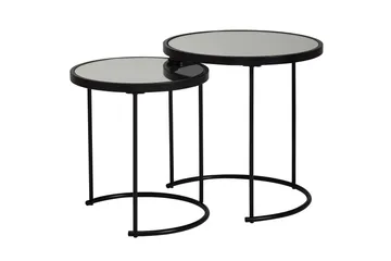 Wrighton Indskudsborde 50 cm Rundt Sofabord Stabelbart i Metal og Glas - Spejlsølv - Møbler - Borde - Sofabord