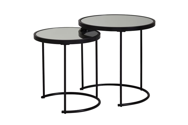 Wrighton Indskudsborde 50 cm Rundt Sofabord Stabelbart i Metal og Glas, Spejlsølv