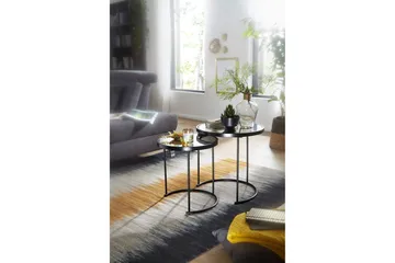 Wrighton Indskudsborde 50 cm Rundt Sofabord Stabelbart i Metal og Glas - Spejlsølv - Møbler - Borde - Sofabord
