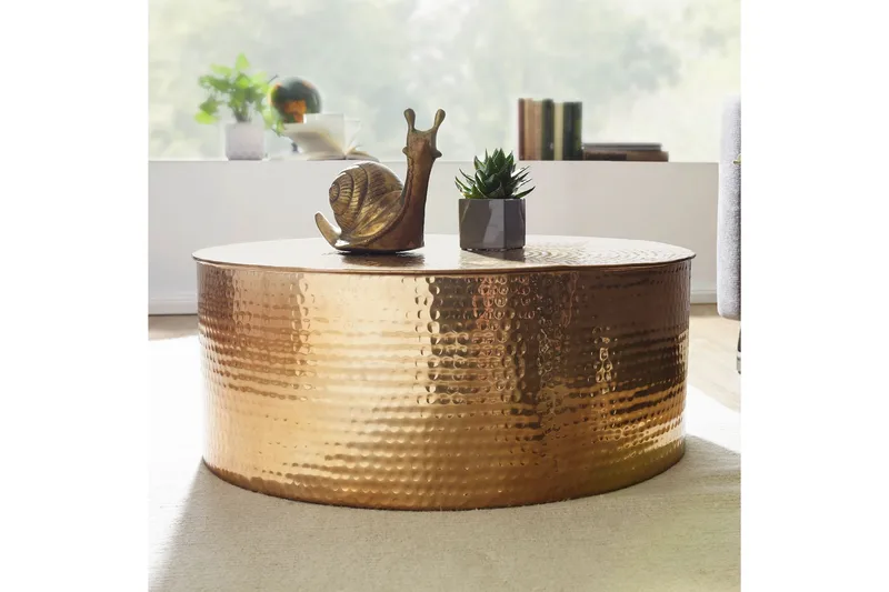 Xeniah Sofabord 75 cm Rundt - Guld - Møbler - Borde - Sofabord