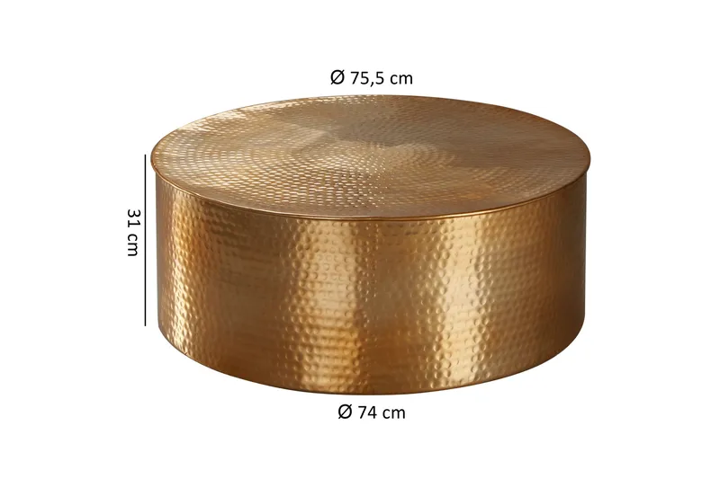 Xeniah Sofabord 75 cm Rundt - Guld - Møbler - Borde - Sofabord