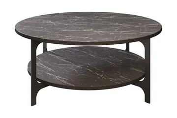 Yalbi Sofabord 90 cm med Opbevaring Rundt Hylde - Sort - Møbler - Borde - Sofabord
