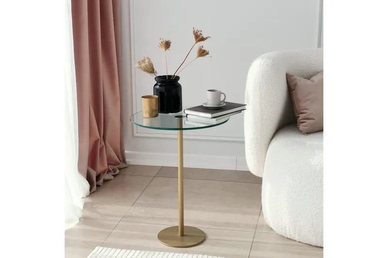 Yggersryd Sofabord 40x50x40 cm Rundt - Guld - Møbler - Borde - Sofabord