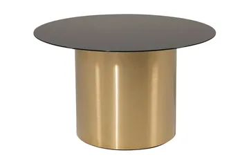 Ystad 75 cm Rundt Sofabord med Cylinderfod i Glas - Brun|Sort - Møbler - Borde - Sofabord